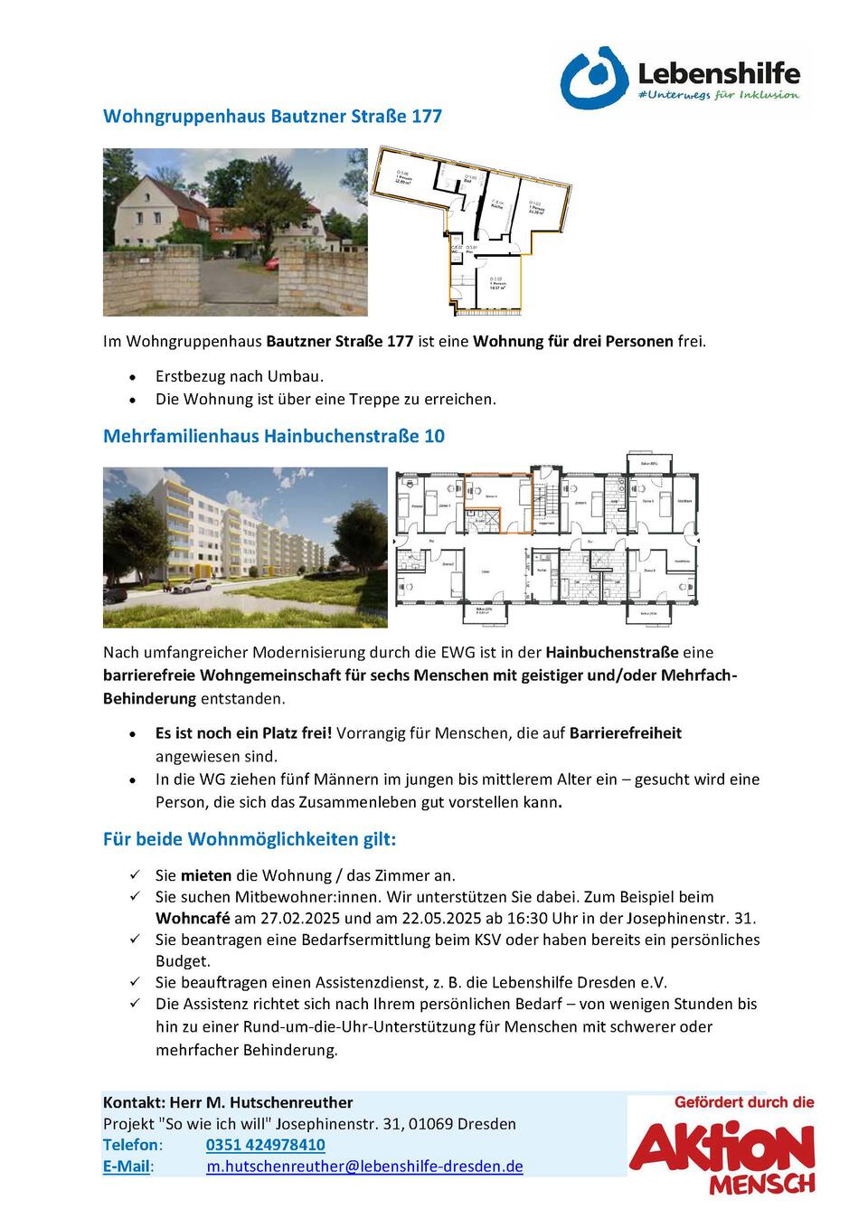 Aushang freie Plätze Wohnprojekt